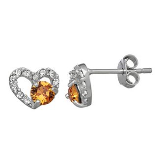 Charming Girl Kids' Crystal Heart Stud Earrings