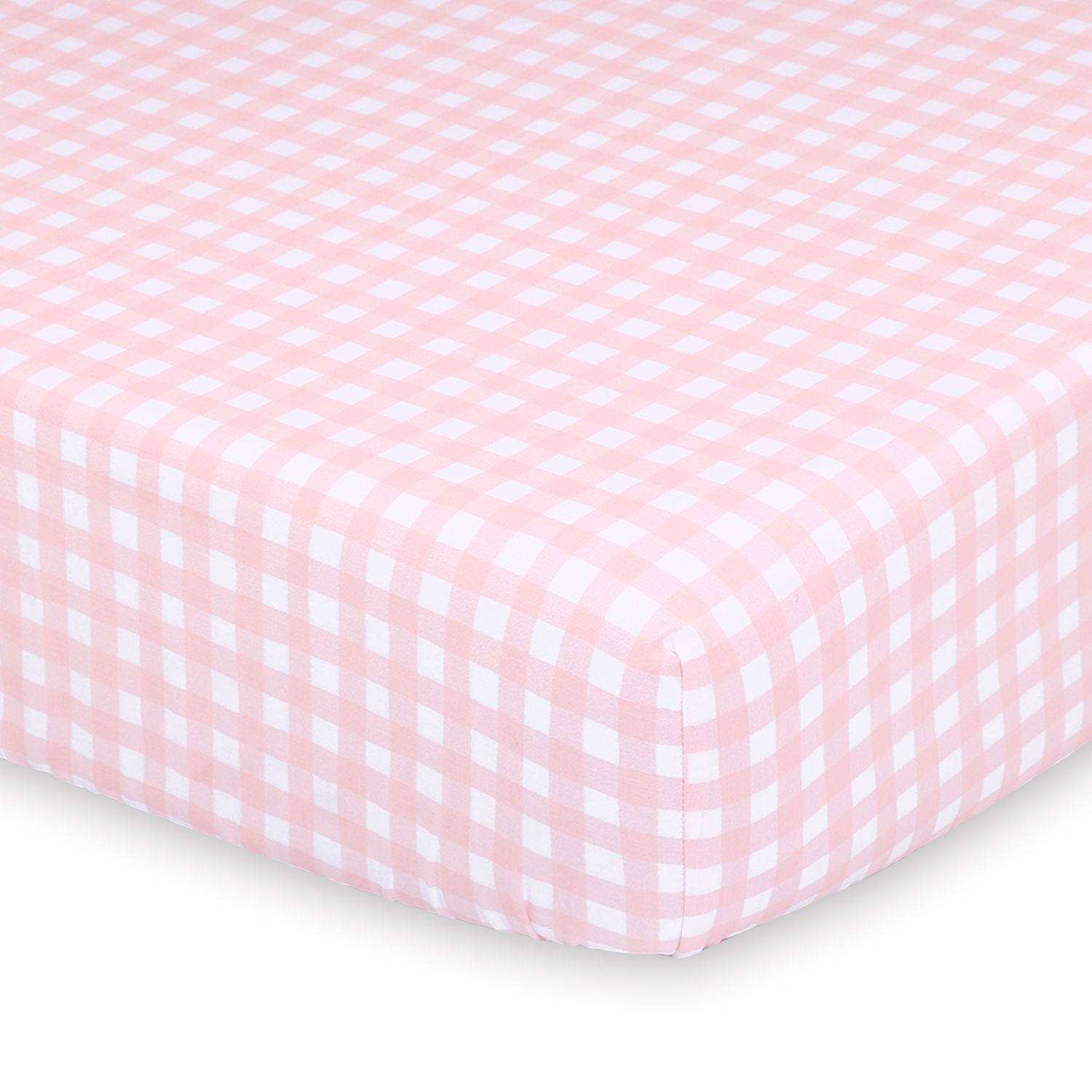 pink gingham crib sheet