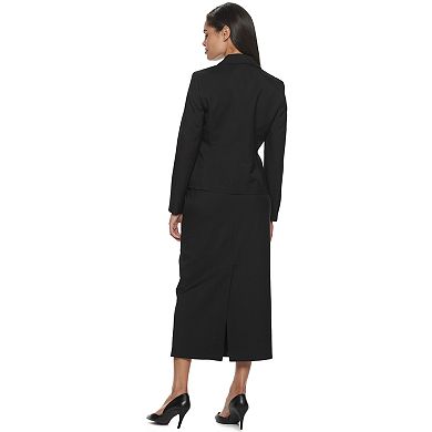 Women's Le Suit 2 Button Notch Collar Melange Skirt Suit
