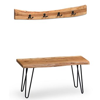 Alaterre Furniture Hairpin Bench & Coat Hook 2 pc Set