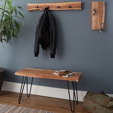 Alaterre Furniture Hairpin Bench & Coat Hook 2-piece Set