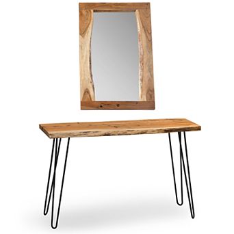 Alaterre Furniture Hairpin Console Table & Wall Mirror 2 pc Set