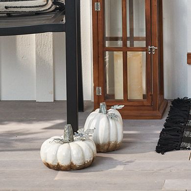 Everyday Decor White Ceramic Pumpkin