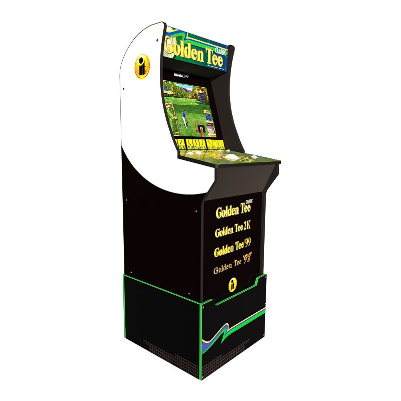 Arcade 1 Up Golden Tee Fore Home Arcade with Riser & Light Up Marquee