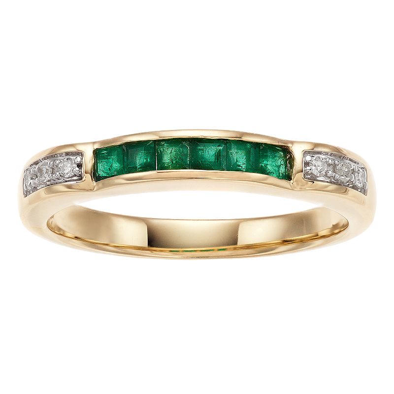 10k Gold Gemstone & Diamond Accent Ring, Womens, Size: 8, Green