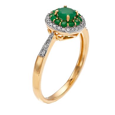 10k Gold Gemstone & 1/8-ct. T.W. Diamond Halo Ring