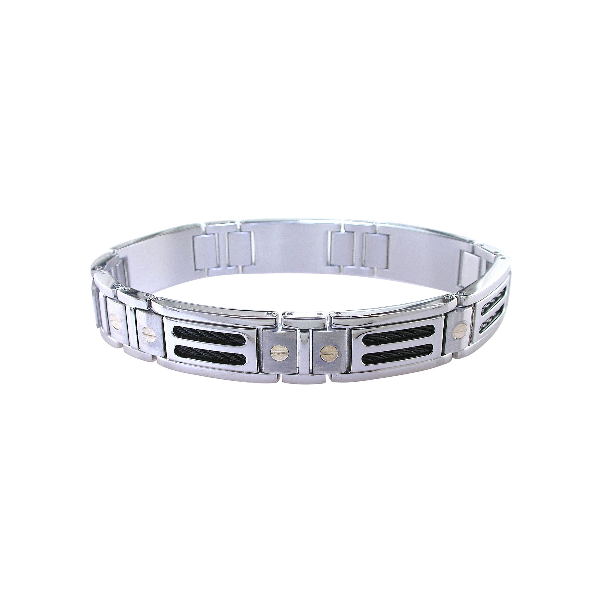 LYNX Stainless Steel & 10k Gold Bracelet, Mens, Silver