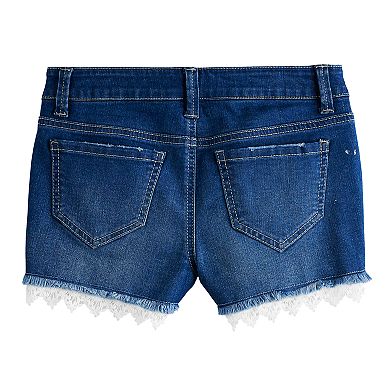 Girls 7-16 & Plus Size Mudd® Lace Trim Jean Shorts
