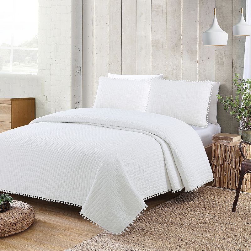 Costa Brava Quilt Set, White, Full/Queen