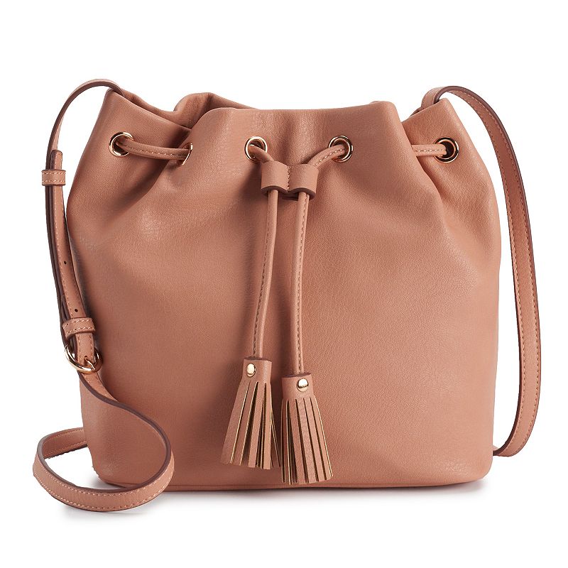 LC Lauren Conrad Kali Bucket Bag, Beig/Green