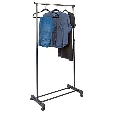 Simplify Single-Tier Adjustable Height Rolling Garment Rack