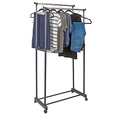 Simplify Double-Tier Adjustable Height Rolling Garment Rack