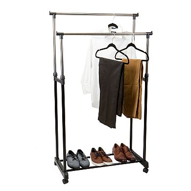 Simplify Double-Tier Adjustable Height Rolling Garment Rack