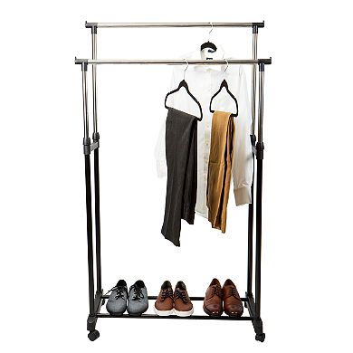 Simplify Double-Tier Adjustable Height Rolling Garment Rack