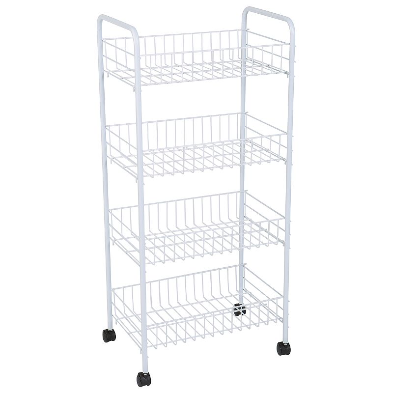 Simplify 4-Tier Rolling Storage Cart, White