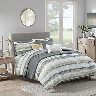 Madison Park Anchorage 8 Piece Printed Seersucker Comforter and Coverlet Set