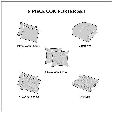 Madison Park Anchorage 8 Piece Printed Seersucker Comforter and Coverlet Set