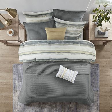 Madison Park Anchorage 8 Piece Printed Seersucker Comforter and Coverlet Set