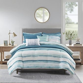 Madison Park Anchorage 8 pc Printed Seersucker Comforter and Quilt Set Collection