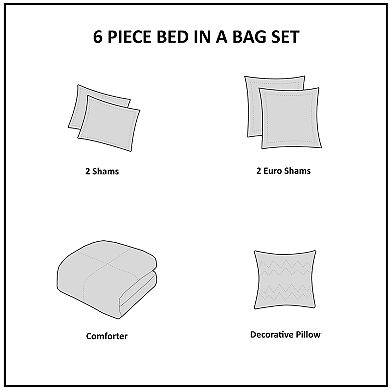 Madison Park Edna 6-Piece Reversible Cotton Comforter Set with Throw Pillow
