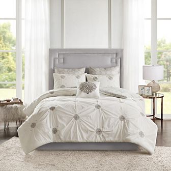 Madison Park Edna 6 pc Reversible Cotton Comforter Set with Throw Pillow