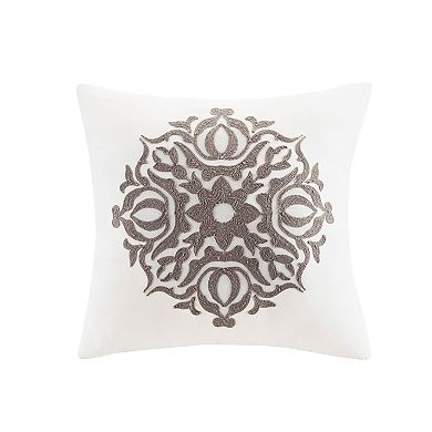 Madison Park Edna 4 Piece Embroidered Cotton Reversible Duvet Cover Set