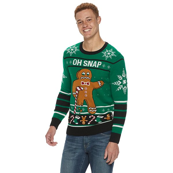 Men's Gingerbread Man Oh Snap Ugly Christmas Sweater