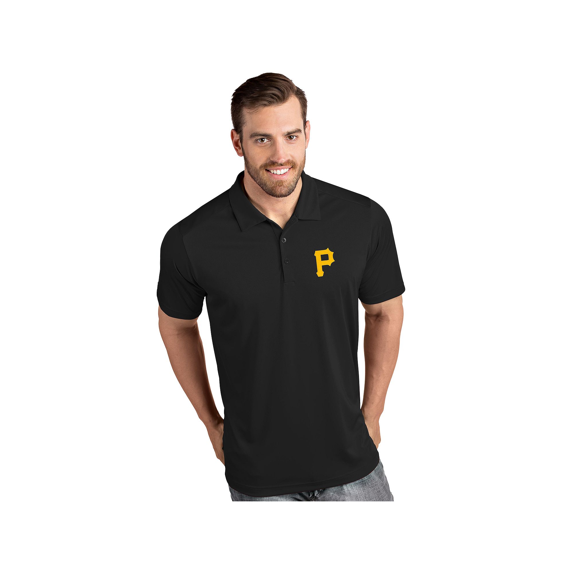 Mens MLB Pittsburgh Pirates Antigua Mens Tribute Polo, Size: Small, Black