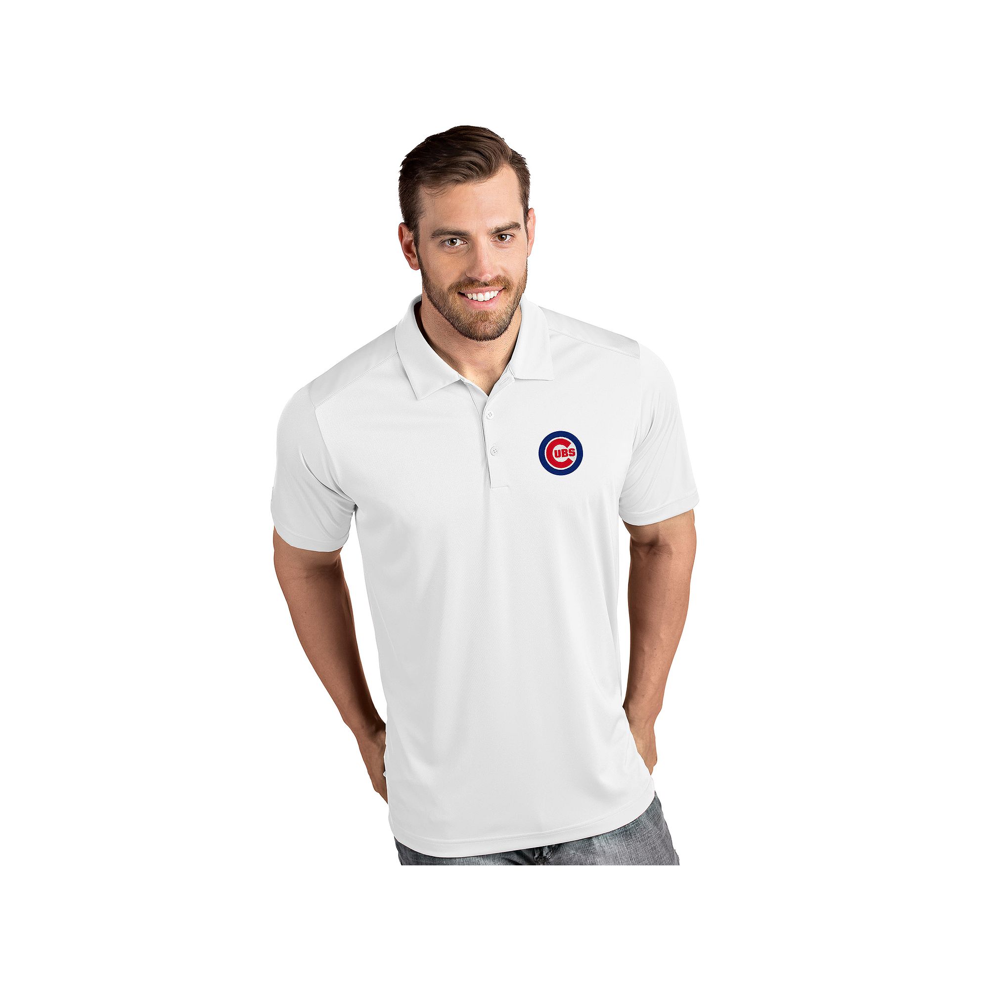 Mens Antigua Chicago Cubs Tribute Polo, Size: Small, White