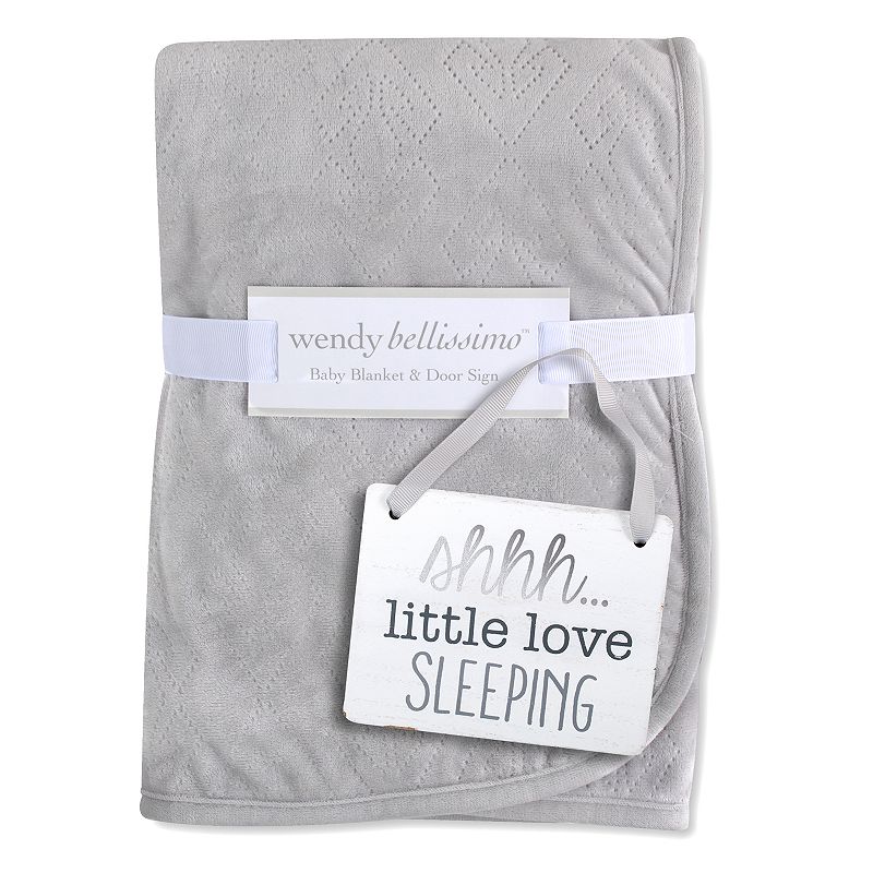 Wendy Bellissimo Velboa Blanket with Door Sign, Grey