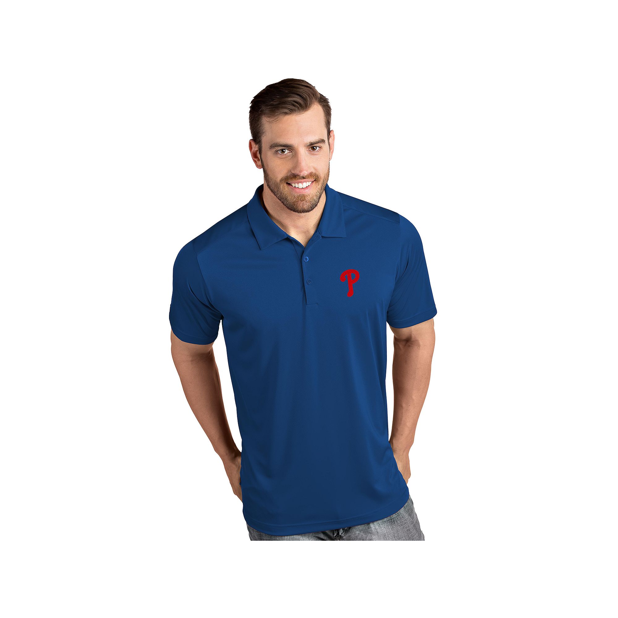Mens Antigua Philadelphia Phillies Tribute Polo, Size: Small, Blue