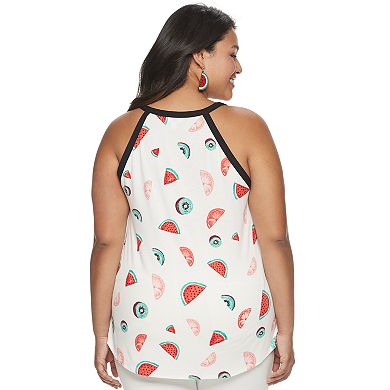 Juniors' Plus Size Candie's® Cutout Tank Top with Piping