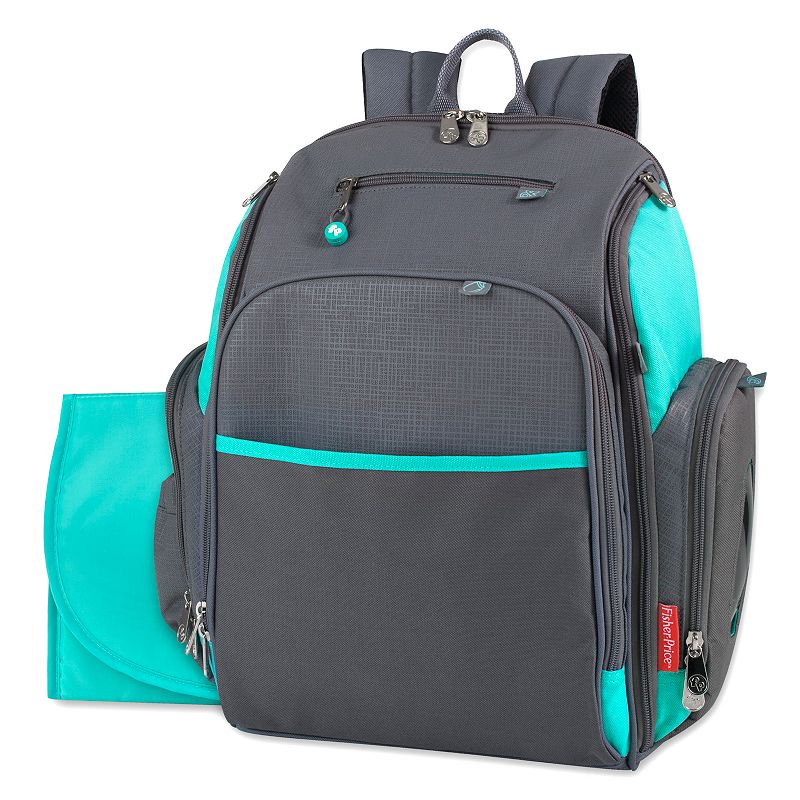 Fisher-Price Kaden Diaper Bag Backpack, Grey