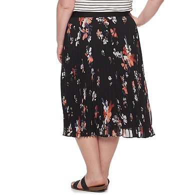 Plus Size EVRI Pleated Print Skirt