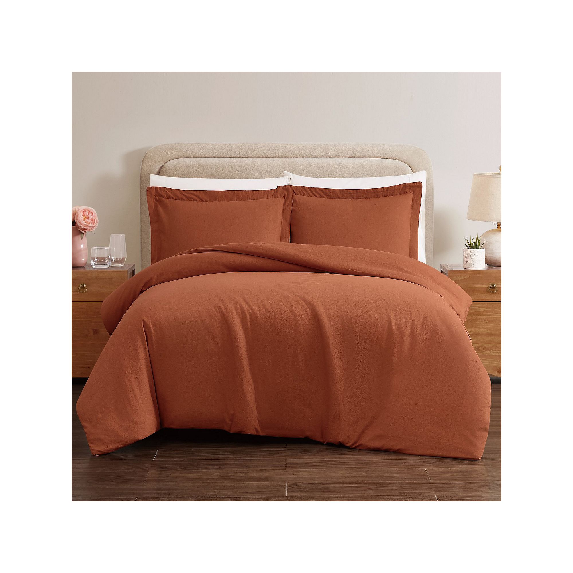 Brooklyn Loom Linen Duvet Cover Set with Shams, Red