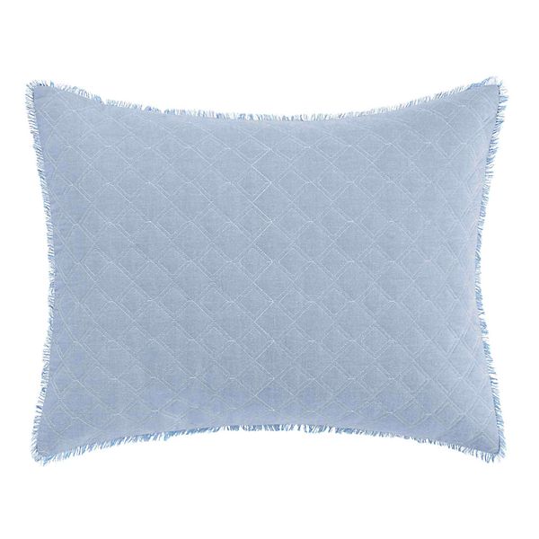 Laura Ashley Mila Chambray Blue Throw Pillow