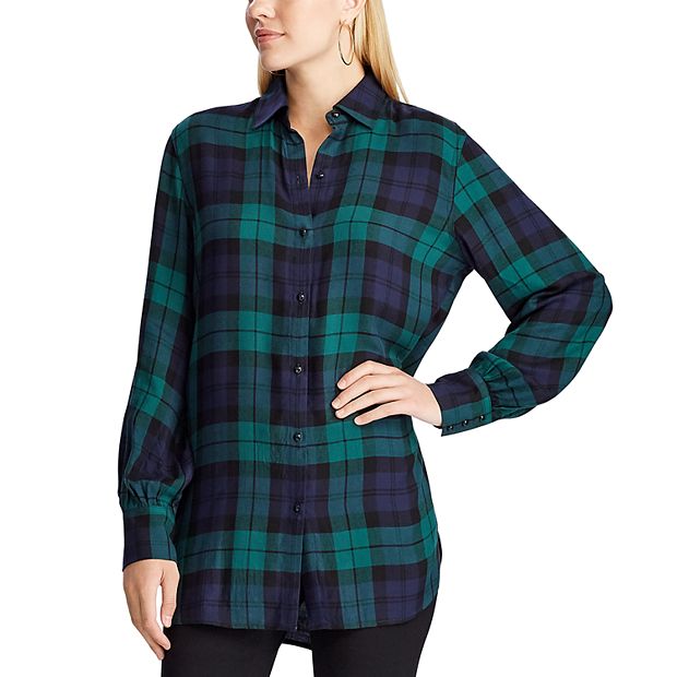 ☆NWT CHAPS Women's Plus Size Long Sleeve Green Plaid Flannel Shirt PLUS  SIZE 3X