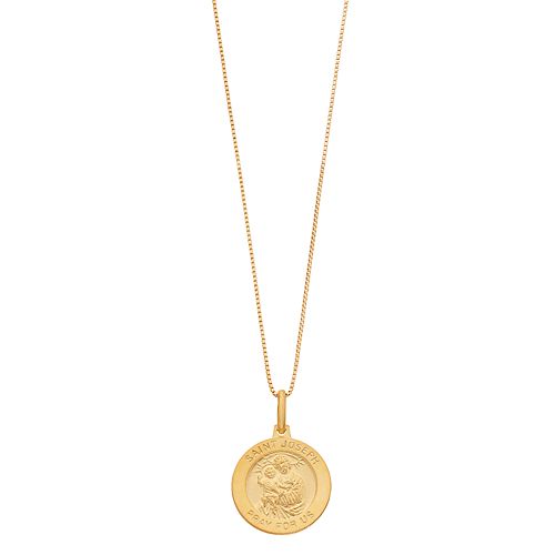 Rhodium-Plated St. Joseph Medal Pendant Necklace