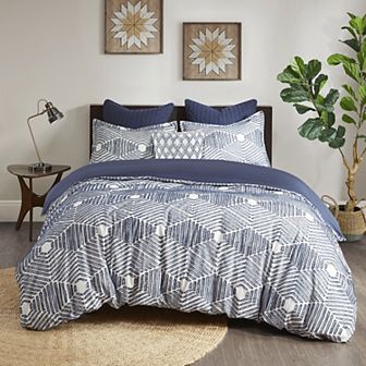 INK+IVY Ellipse Cotton Jacquard Duvet Cover Set with Shams