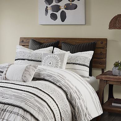 INK+IVY Nea Cotton Printed Duvet Cover Set with Trims