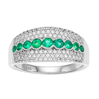Sterling Silver Lab-Created Emerald & Lab-Created White Sapphire Ring