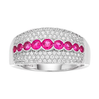 Sterling Silver Lab-Created Gemstone & Lab-Created White Sapphire Ring