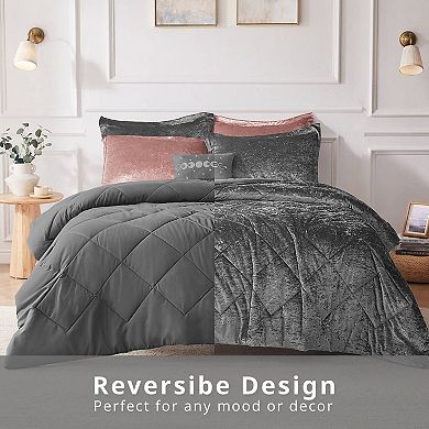 Intelligent Design Isabel Velvet Midweight Comforter Set with Throw Pillow