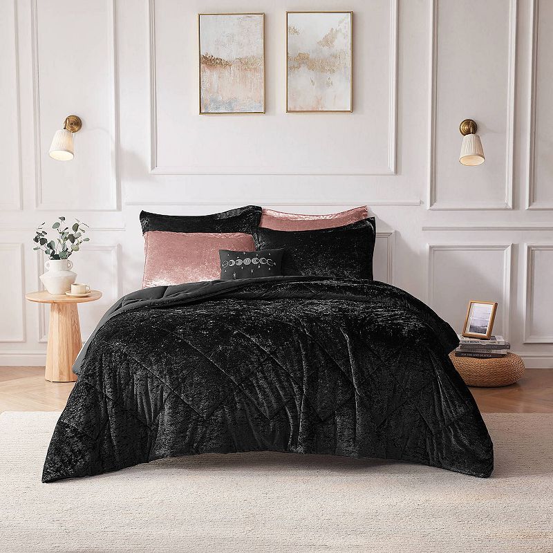 Intelligent Design Isabel Velvet Comforter Set, Black, Full/Queen