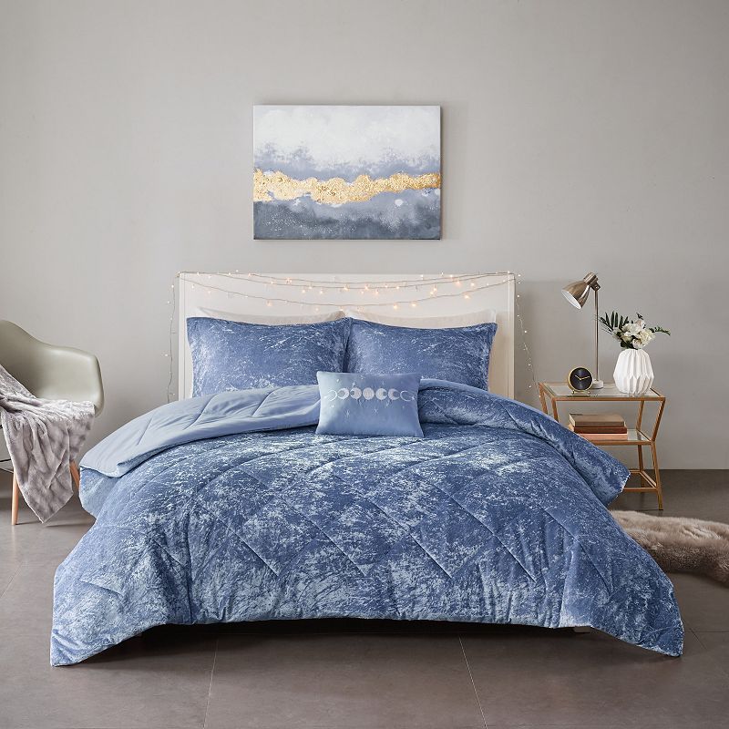 Intelligent Design Isabel Velvet Comforter Set, Blue, King