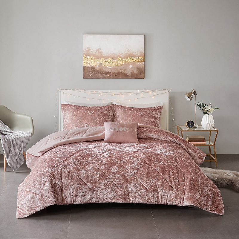 Intelligent Design Isabel Velvet Comforter Set, Pink, King