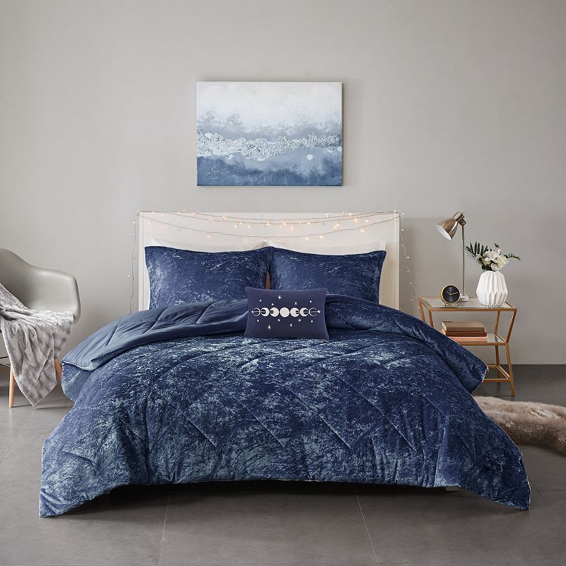Intelligent Design Isabel Velvet Comforter Set, Blue, Twin