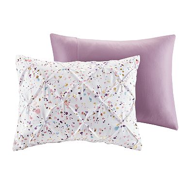 Intelligent Design Lara Metallic Printed and Pintucked Comforter Set with Coordinating Pillows