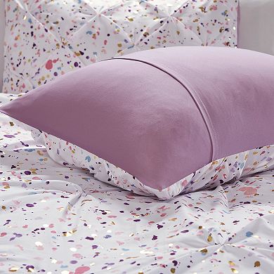 Intelligent Design Lara Metallic Printed and Pintucked Duvet Cover Set with Coordinating Pillow