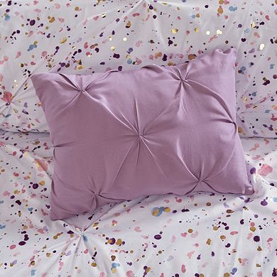 Intelligent Design Lara Metallic Printed and Pintucked Duvet Cover Set with Coordinating Pillow